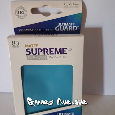 Ultimate Guard - Protèges Cartes par 80 MATTE Supreme UX Couleur Bleu Clair