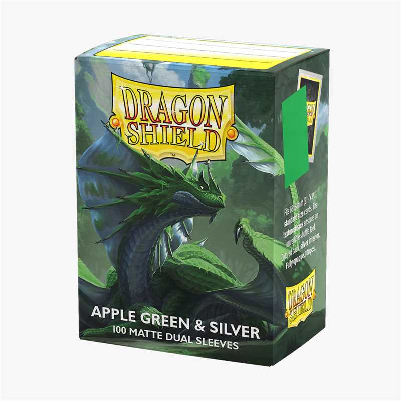 Dragon Shield - 100 protèges cartes Dual Matte Sleeves "Apple Green & Silver"