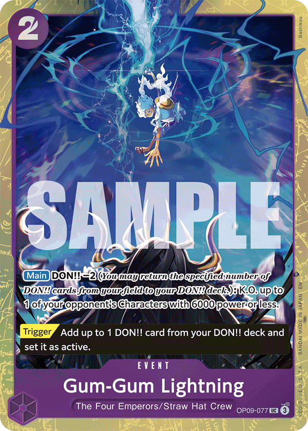 One Piece Card Game ! Carte Gum-Gum Lightning OP09-077