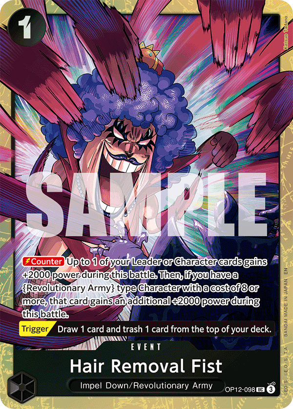 One Piece Card Game ! Carte Hair Removal Fist OP12-098