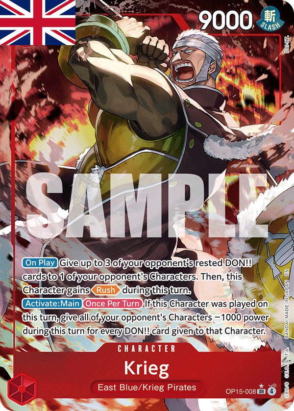 One Piece Card Game ! Carte Krieg OP15-008 (SR/AA) Anglais !