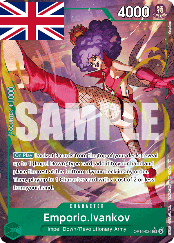 One Piece Card Game ! Carte Emporio.Ivankov OP16-026 (SR/AA) - Anglais !