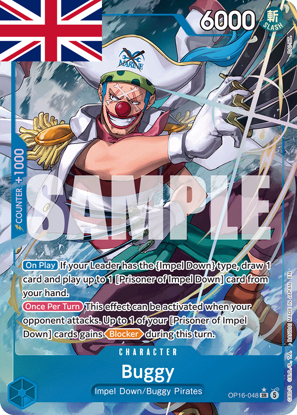 One Piece Card Game ! Carte Buggy OP16-048 (SR/AA) - Anglais !