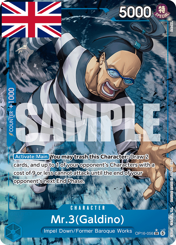 One Piece Card Game ! Carte Mr.3 (Galdino) OP16-056 (SR/AA) - Anglais !