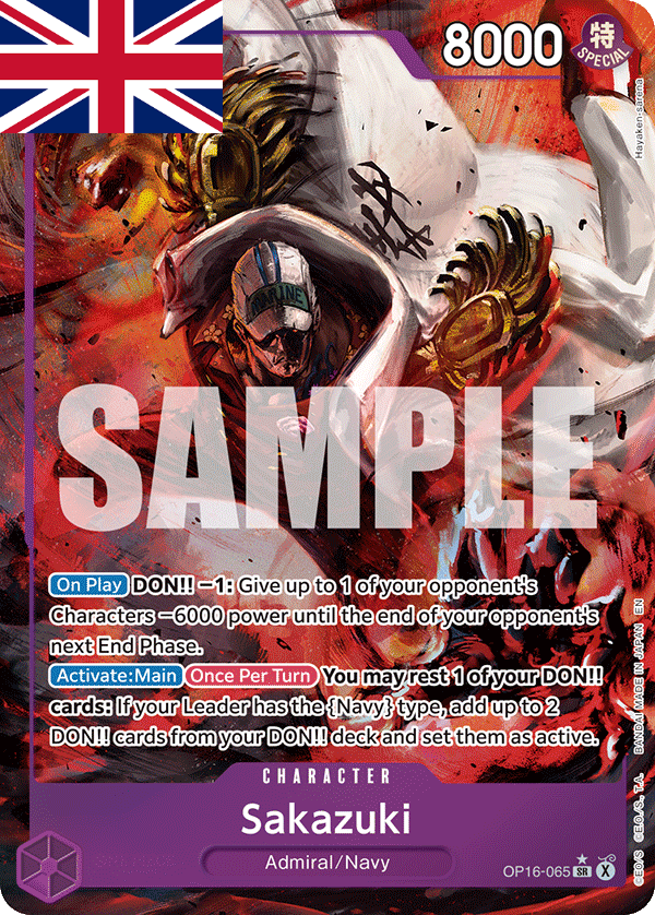 One Piece Card Game ! Carte Sakazuki OP16-065 (SR/AA) - Anglais !