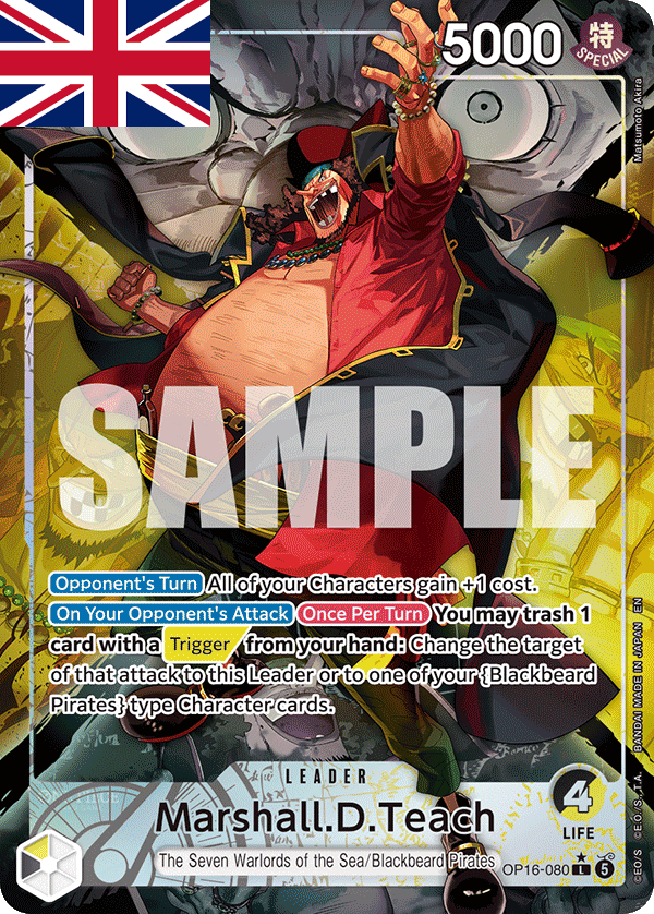 One Piece Card Game ! Carte Marshall.D.Teach OP16-080 (Leader/AA) - Anglais !