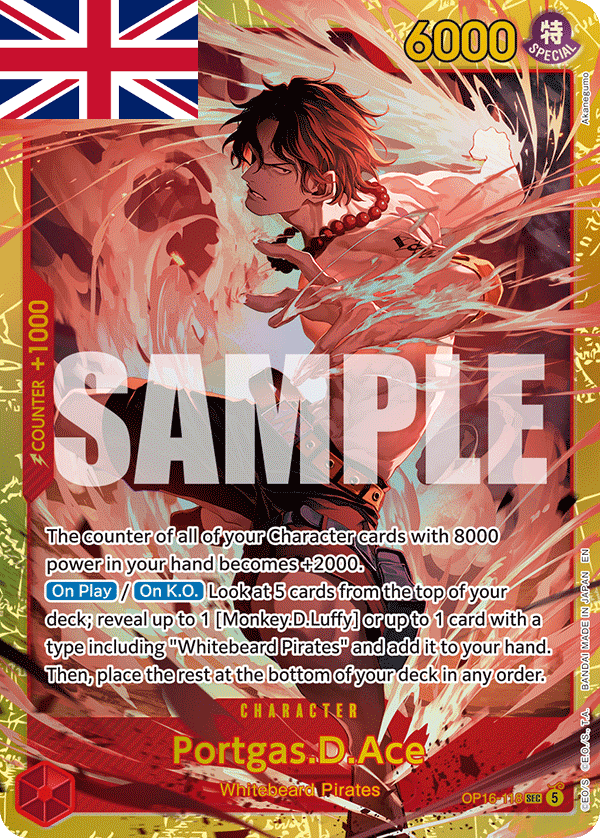 One Piece Card Game ! Carte Portgas.D.Ace OP16-118 (SECRET) - Anglais !