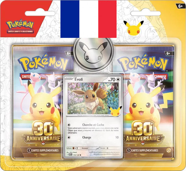 Pokémon ! Pack Promotionnel de  2 Boosters 30e Anniversaire "Evoli" - Français !
