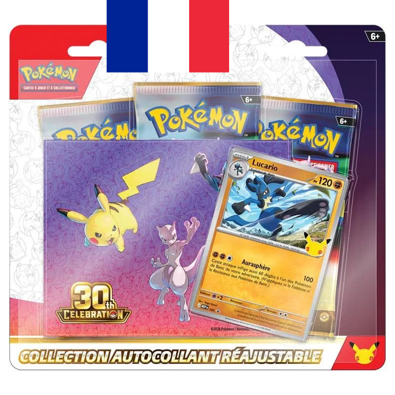 Pokémon ! Collection Autocollant Réajustable 30e Anniversaire "Lucario" - Français !