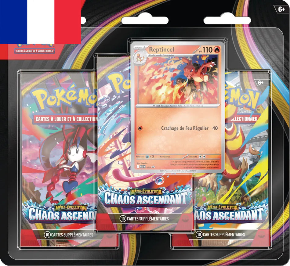 Pokémon ! Tri pack 3 Boosters Reptincel Méga Evolution ME04 "Chaos Ascendant" Français !
