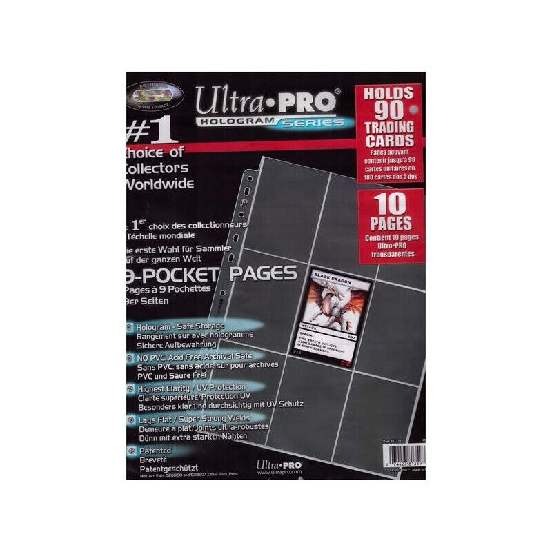 Ultra Pro Silver Serie - Feuilles pour Classeurs - par lot de 10 feuilles - 9 Cases